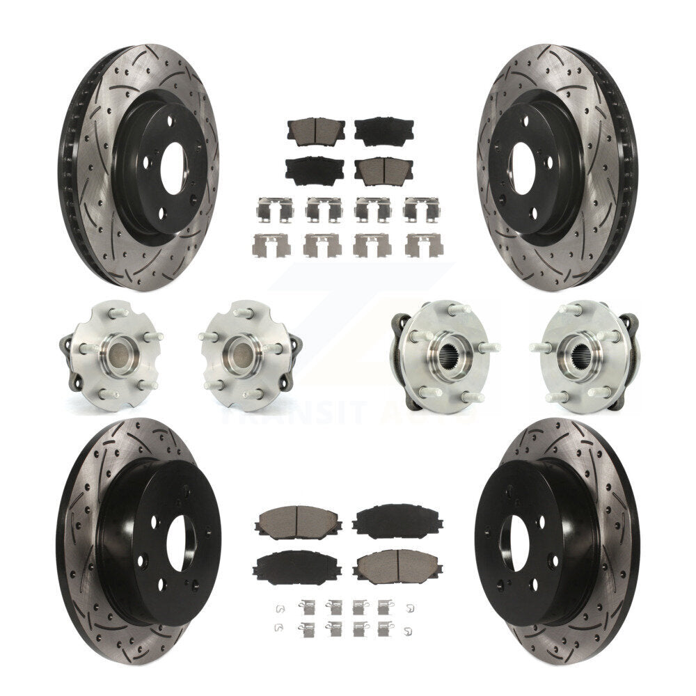 Kit de rotors et plaquettes de frein à disque revêtus de roulement de moyeu avant et arrière (10 pièces) pour Toyota RAV
