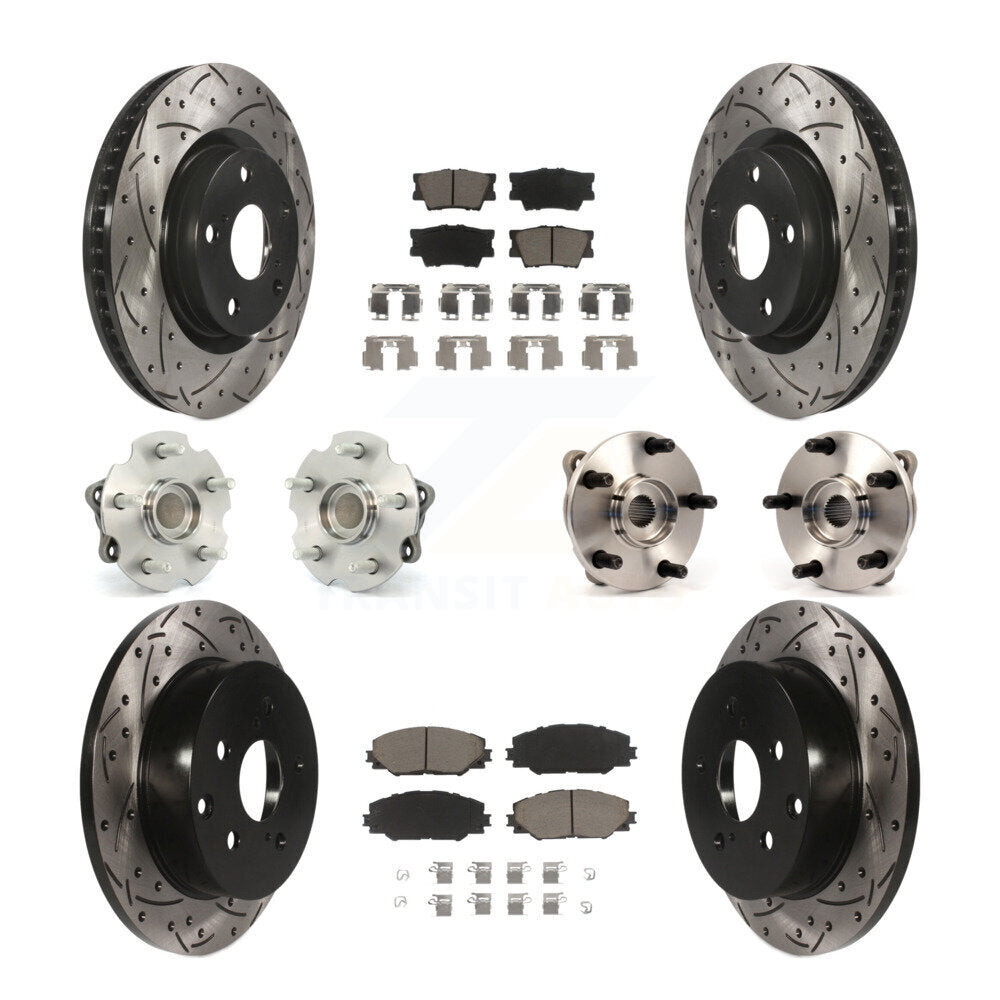 Kit de rotors et plaquettes de frein à disque revêtus de roulement de moyeu avant et arrière (10 pièces) pour Toyota RAV