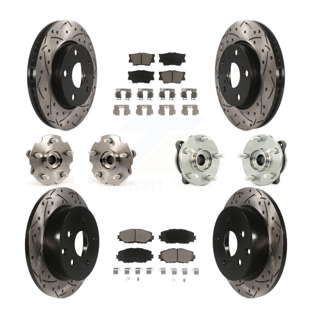 Kit de rotors et plaquettes de frein à disque revêtus de roulement de moyeu avant et arrière (10 pièces) pour Toyota RAV