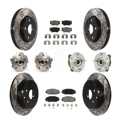 Kit de rotors et plaquettes de frein à disque revêtus de roulement de moyeu avant et arrière (10 pièces) pour Toyota RAV