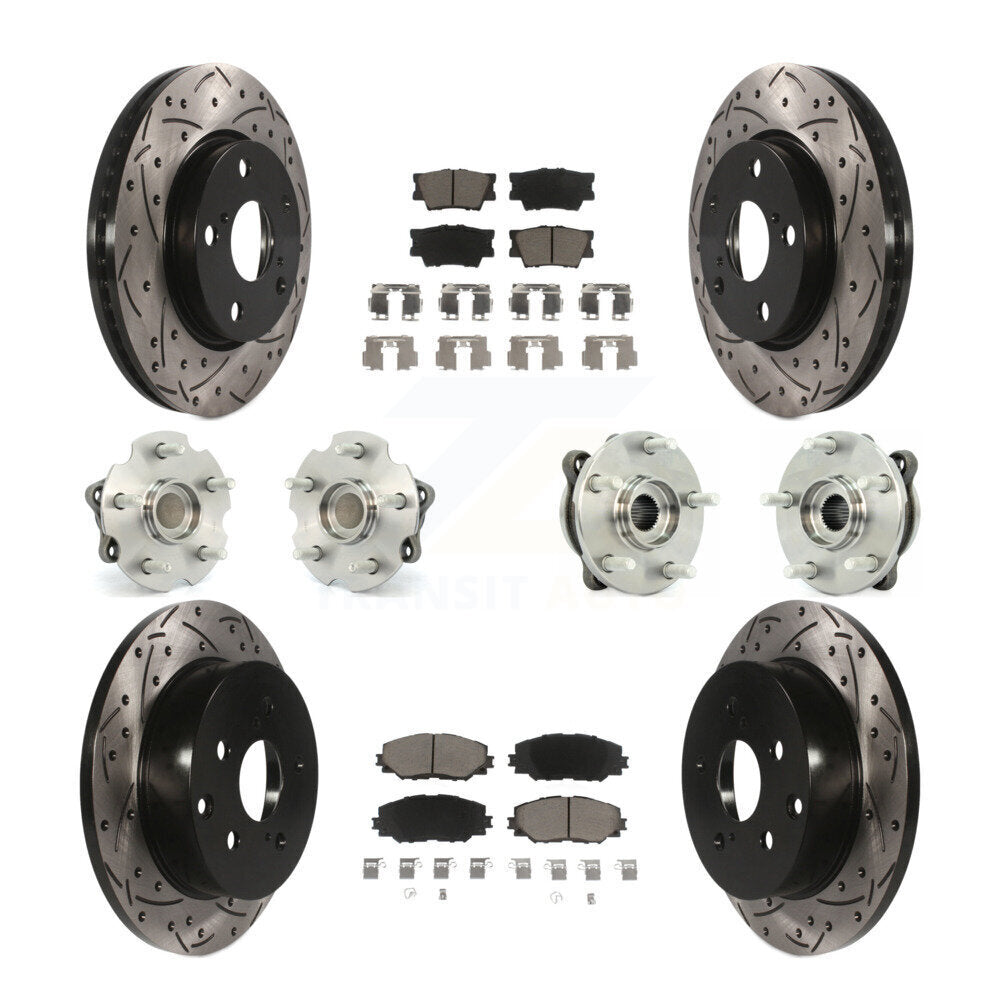 Kit de rotors et plaquettes de frein à disque revêtus de roulement de moyeu avant et arrière (10 pièces) pour Toyota RAV