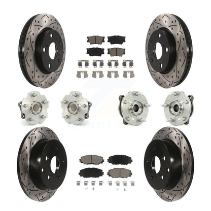 Kit de rotors et plaquettes de frein à disque revêtus de roulement de moyeu avant et arrière (10 pièces) pour Toyota RAV