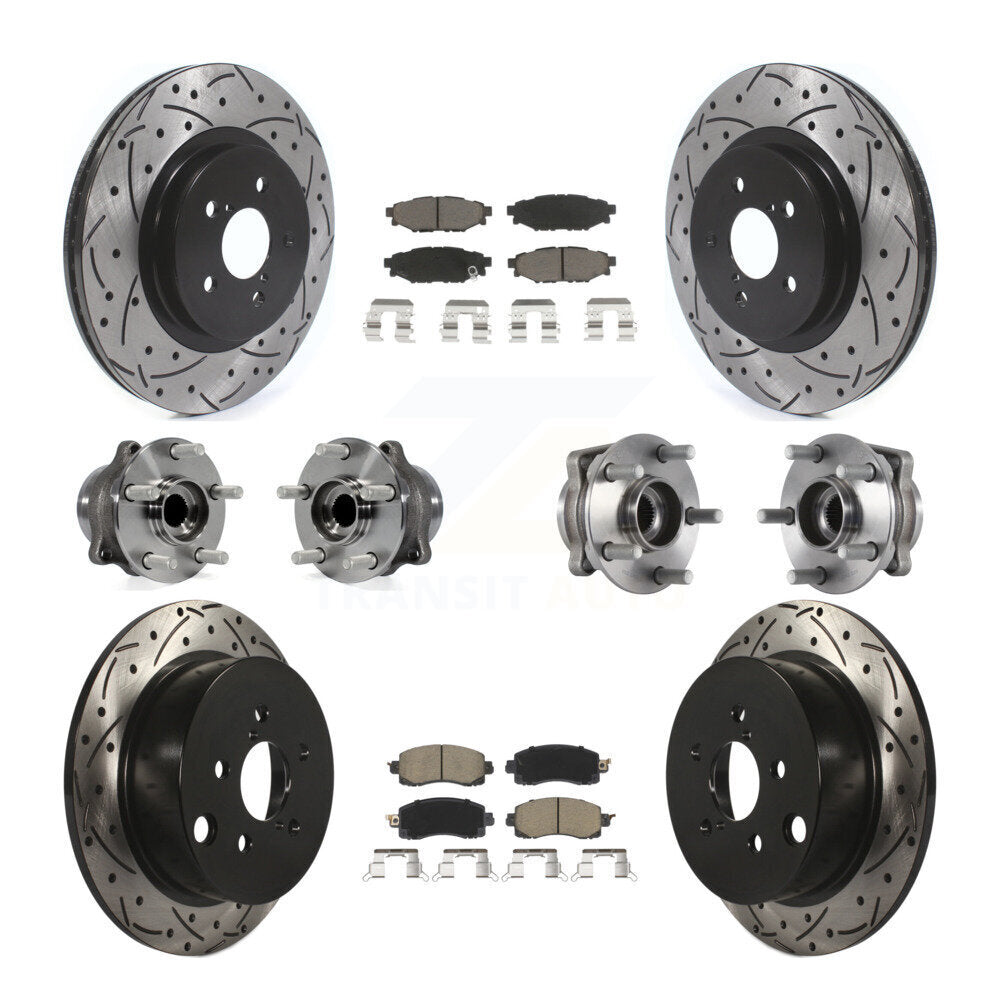 Kit de rotors et plaquettes de frein revêtus de roulement de moyeu avant et arrière (10 pièces) pour Subaru Crosstre