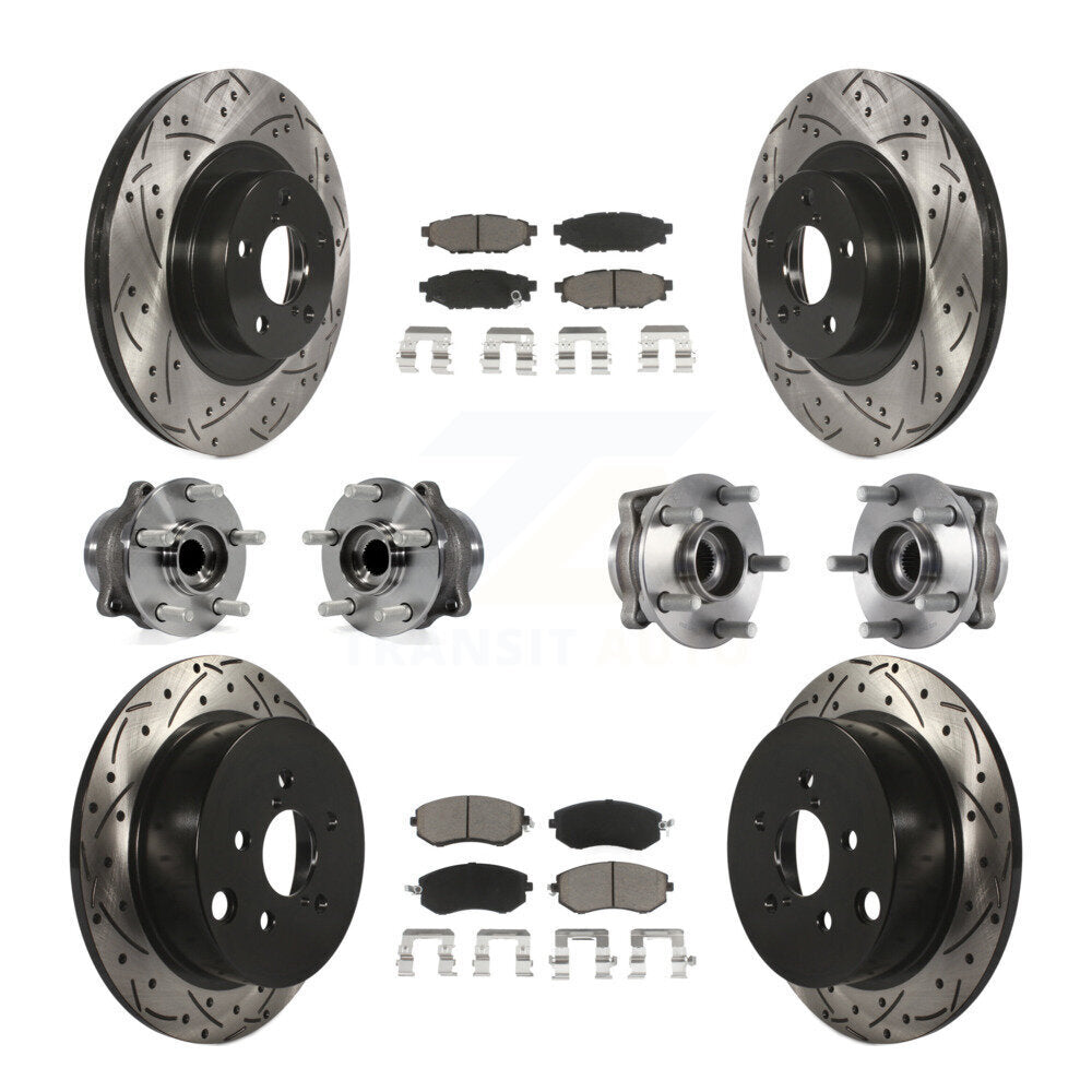 Kit de plaquettes de rotor de frein enduites de roulement de moyeu avant et arrière (10 pièces) pour Subaru Forester X