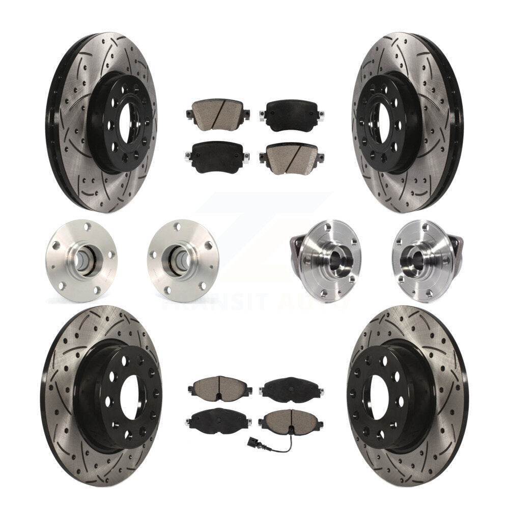 Kit de rotor et de plaquettes de frein revêtus de roulement de moyeu avant et arrière (10 pièces) pour Volkswagen Gol