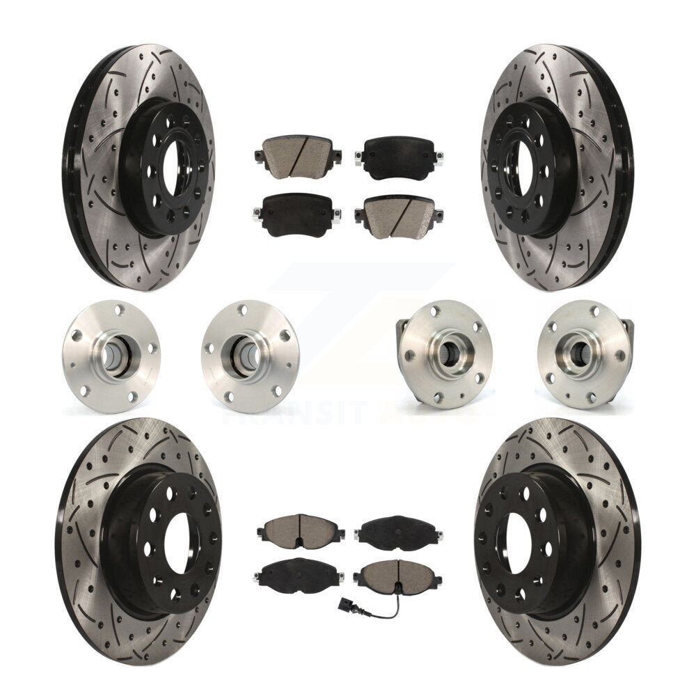 Kit de rotor et de plaquettes de frein revêtus de roulement de moyeu avant et arrière (10 pièces) pour Volkswagen Gol