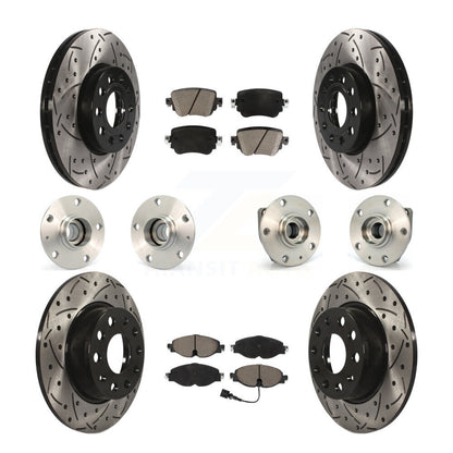 Kit de rotor et de plaquettes de frein revêtus de roulement de moyeu avant et arrière (10 pièces) pour Volkswagen Gol
