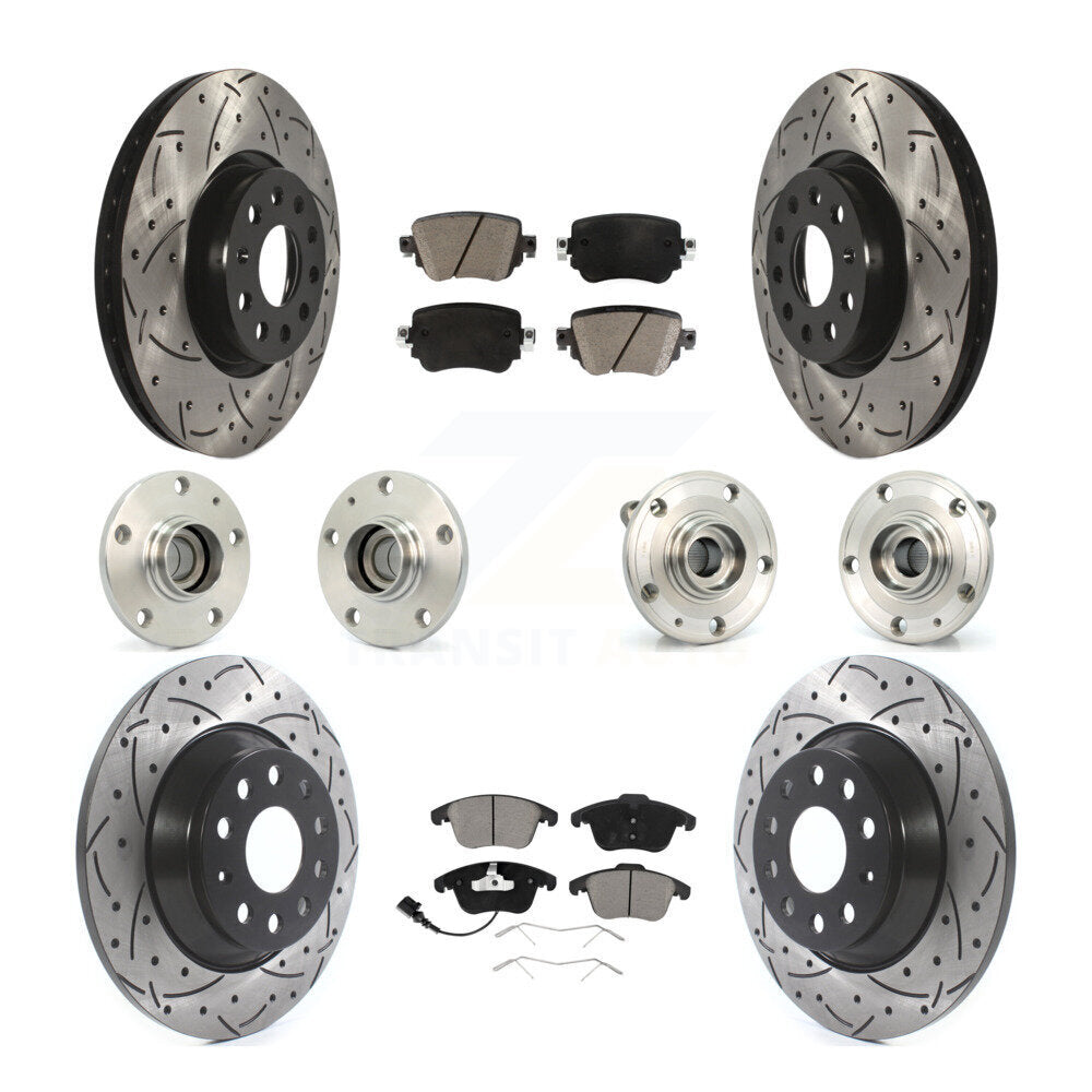 Kit de rotors et plaquettes de frein revêtus de roulement de moyeu avant et arrière (10 pièces) pour Audi Q 2016 – 2018