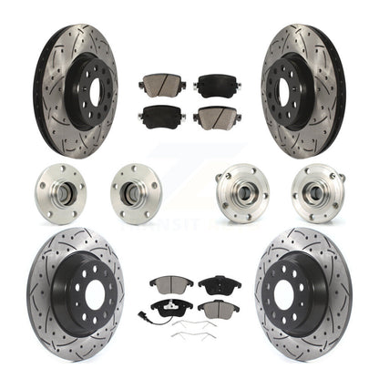 Kit de rotors et plaquettes de frein revêtus de roulement de moyeu avant et arrière (10 pièces) pour Audi Q 2016 – 2018
