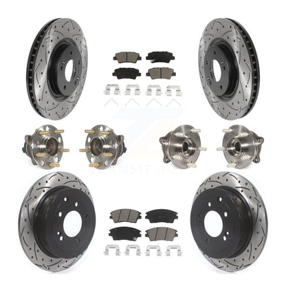 Kit de rotor et de plaquettes de frein à disque revêtus de roulement de moyeu avant et arrière (10 pièces) pour Kia Sportag