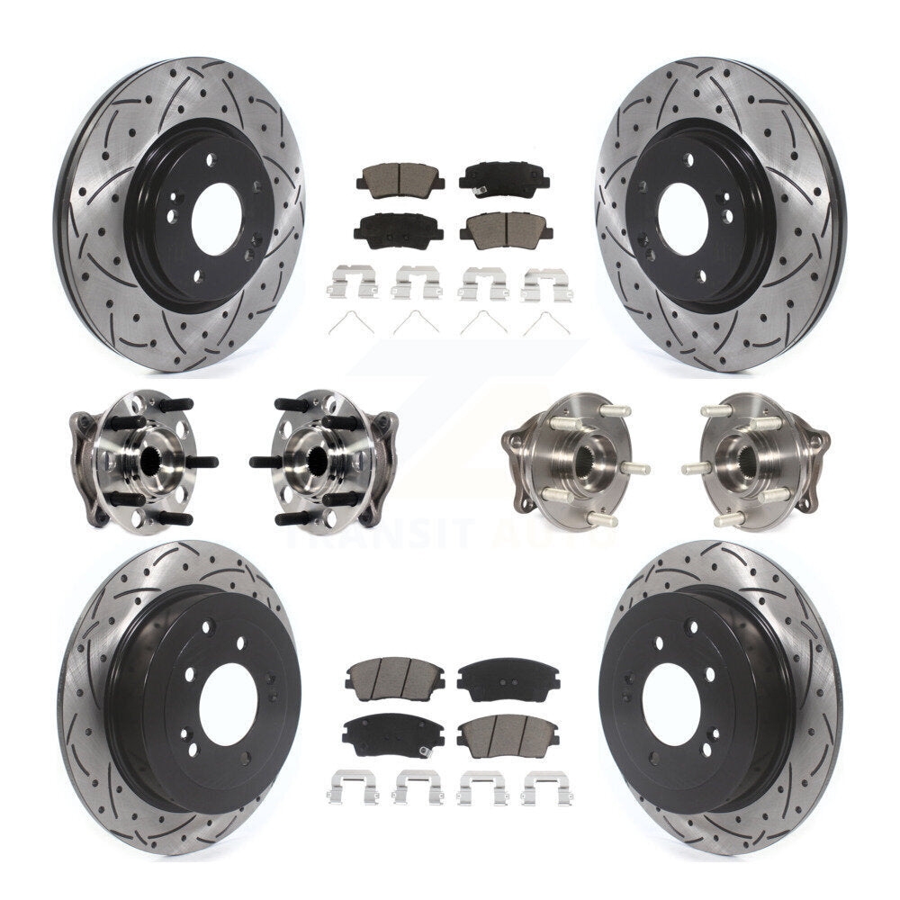 Kit de plaquettes de rotor de frein enduites de roulement de moyeu avant et arrière (10 pièces) pour Hyundai Tucson Ki