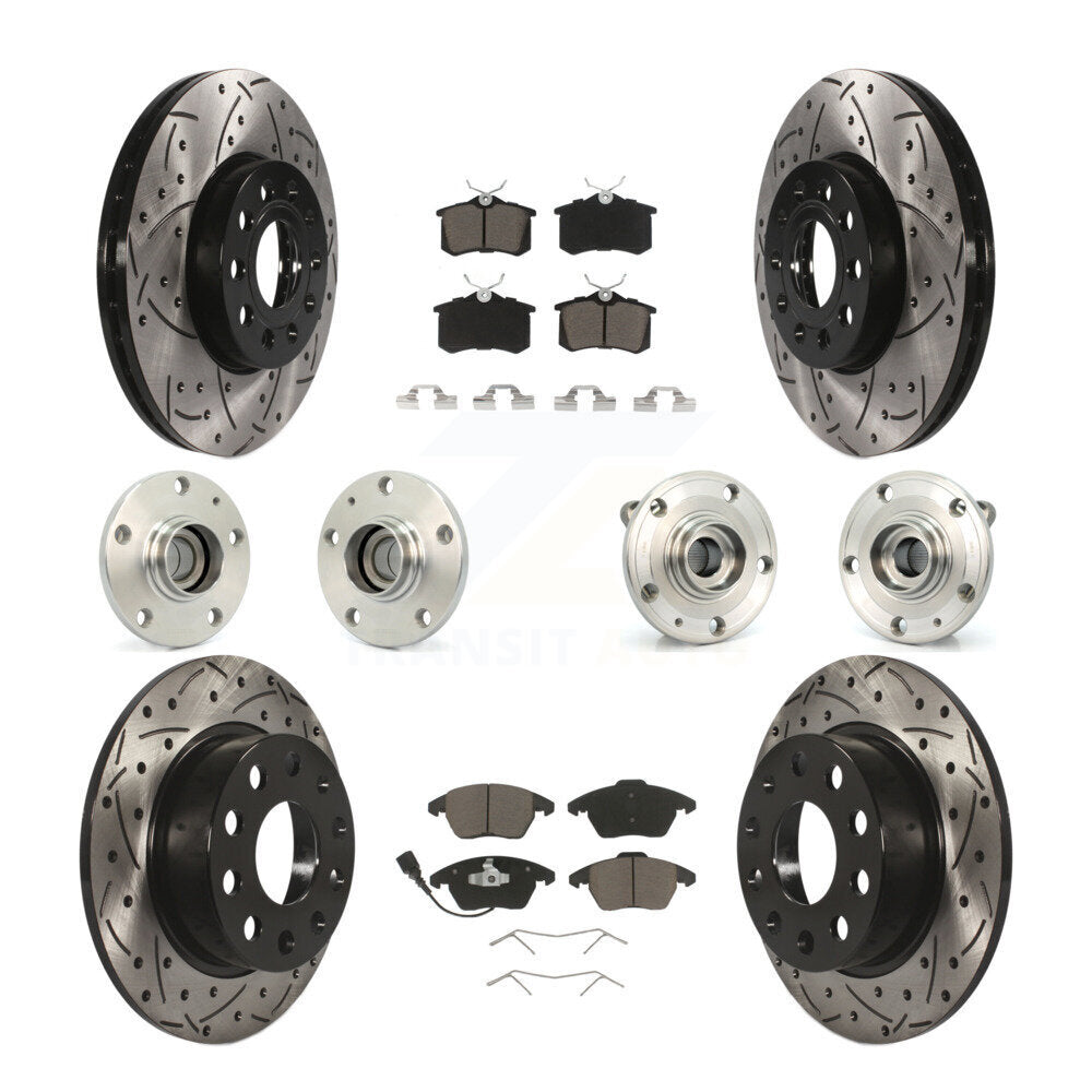 Kit de rotors et plaquettes de frein revêtus de roulement de moyeu avant et arrière (10 pièces) pour Volkswagen Jett