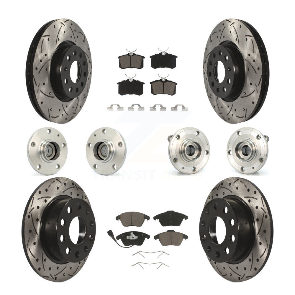 Kit de rotors et plaquettes de frein revêtus de roulement de moyeu avant et arrière (10 pièces) pour Volkswagen Jett