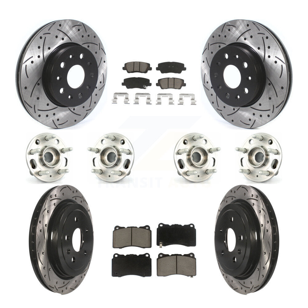Kit de Rotor et de plaquettes de frein à disque revêtus de roulement de moyeu avant et arrière (10 pièces) pour Cadillac CT
