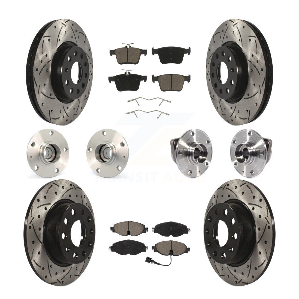 Kit de rotors et plaquettes de frein revêtus de roulement de moyeu avant et arrière (10 pièces) pour Audi A3 Sportbac