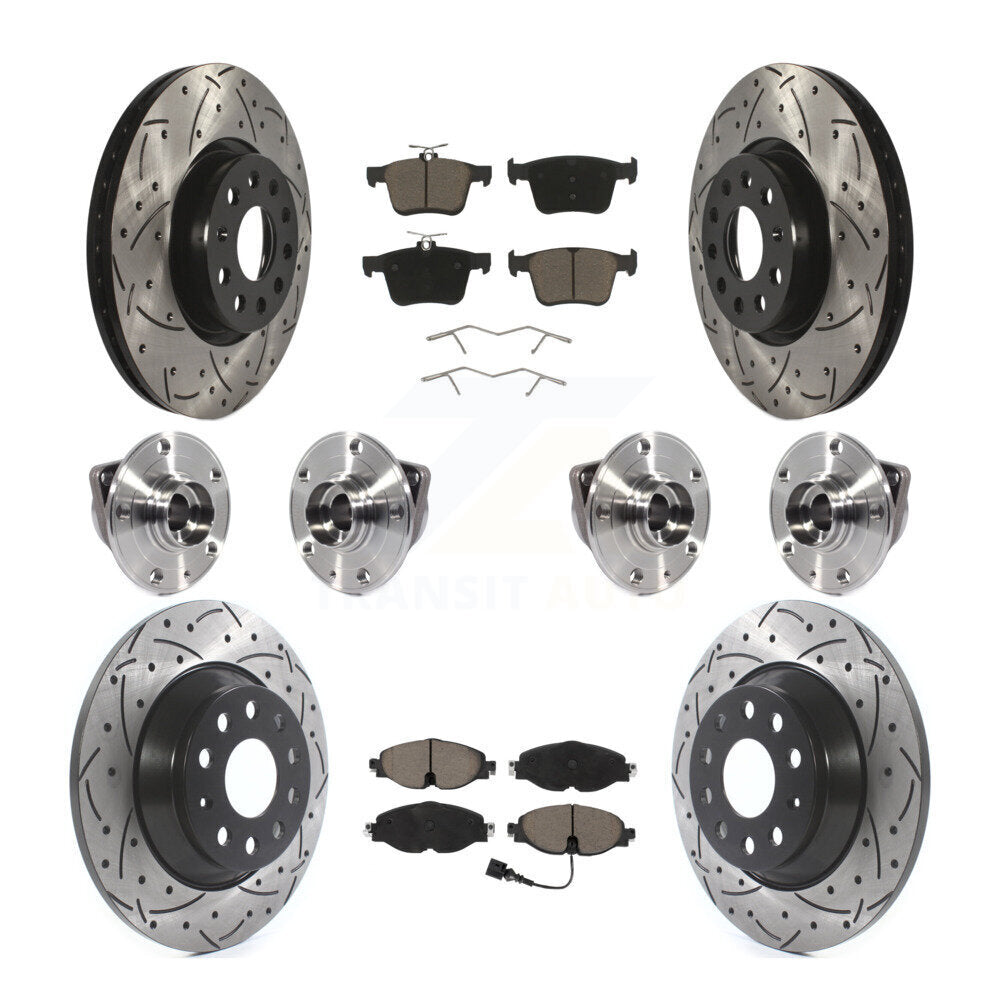 Kit de rotor et de plaquettes de frein revêtus de roulement de moyeu avant et arrière (10 pièces) pour Audi TT Quattr