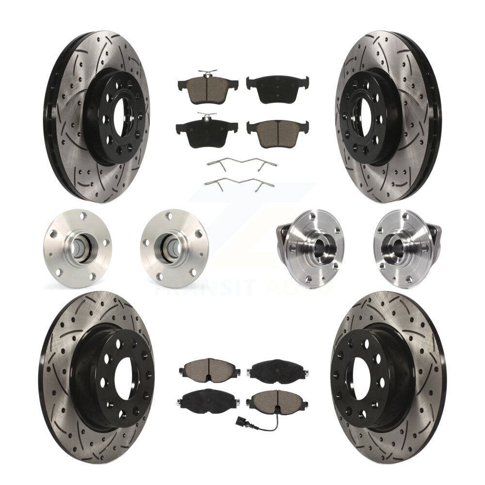 Kit de rotor et de plaquettes de frein revêtus de roulement de moyeu avant et arrière (10 pièces) pour Audi A3 2016 2.0