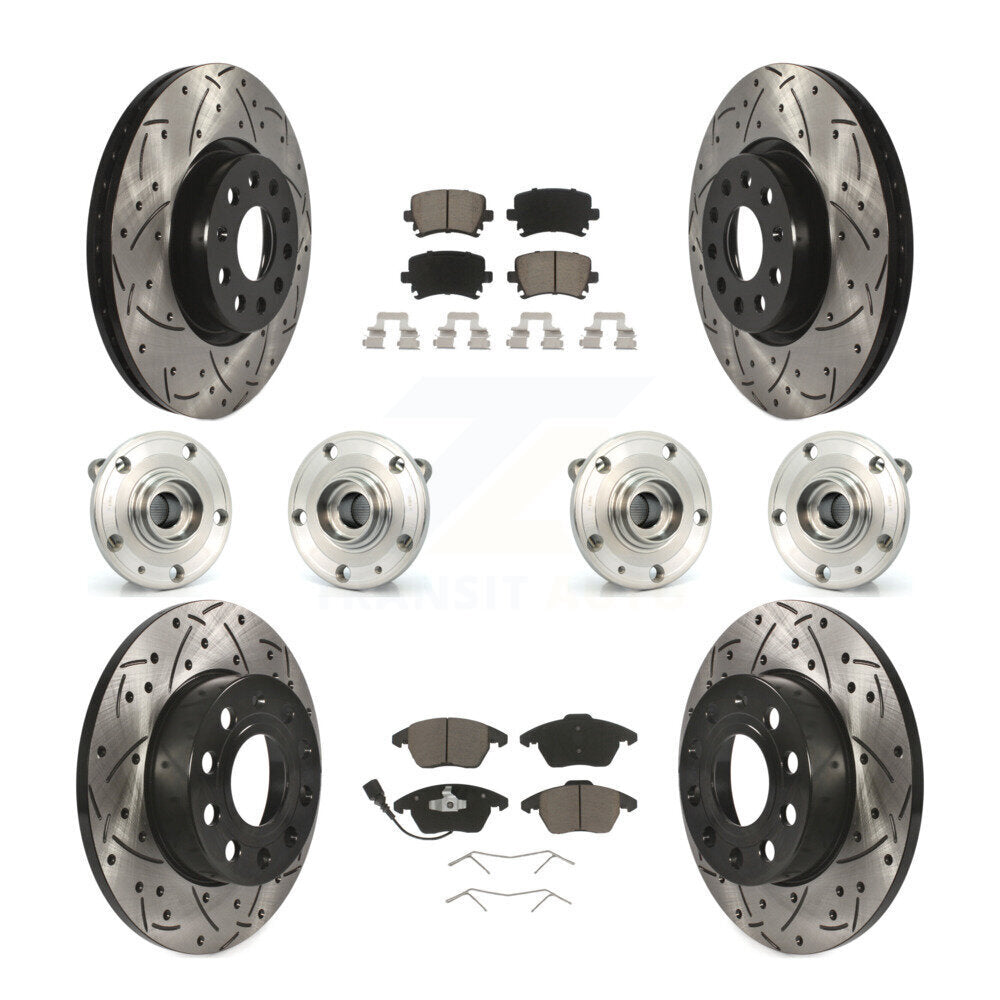 Kit de rotor et de plaquettes de frein revêtus de roulement de moyeu avant et arrière (10 pièces) pour Audi A3 Quattr