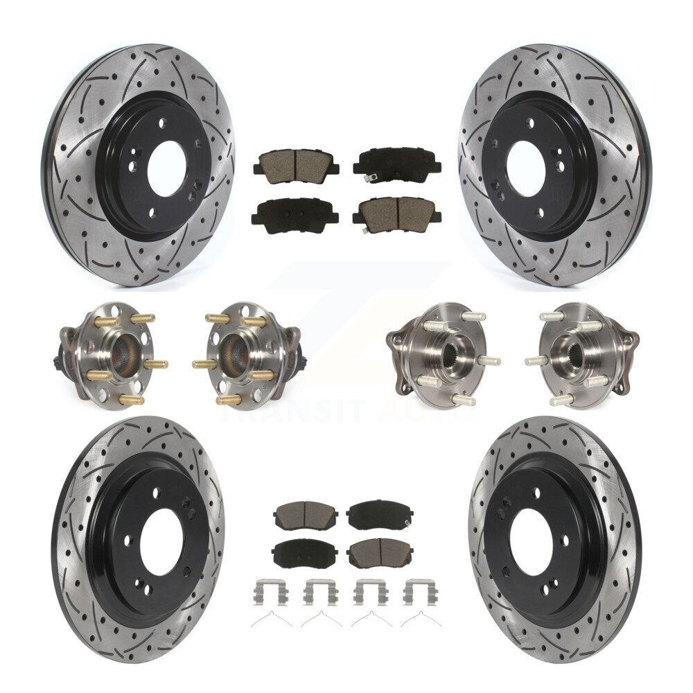 Kit de rotor et de plaquettes de frein à disque revêtus de roulement de moyeu avant et arrière (10 pièces) pour Kia Optim