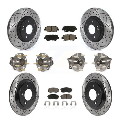 Kit de rotor et de plaquettes de frein à disque revêtus de roulement de moyeu avant et arrière (10 pièces) pour Kia Optim