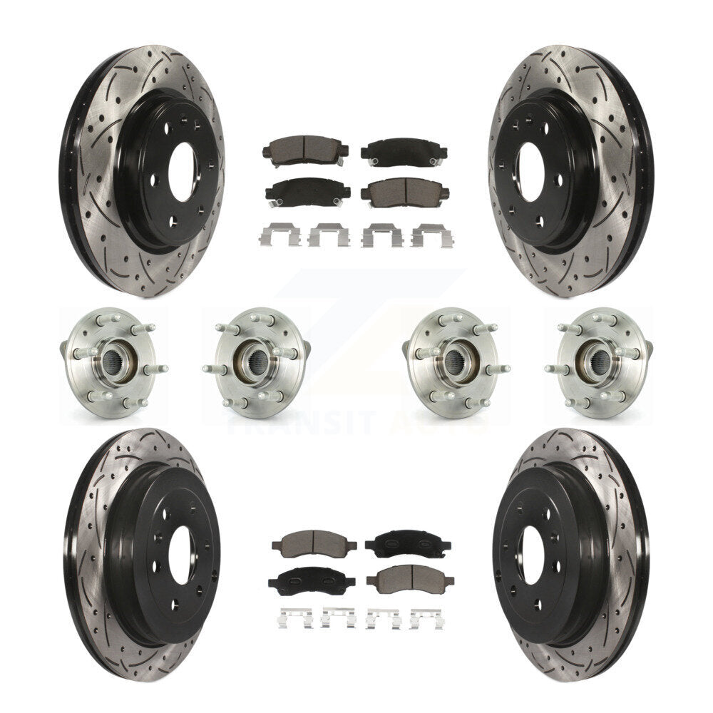 Kit de rotors et plaquettes de frein revêtus de roulement de moyeu avant et arrière (10 pièces) pour GMC Acadia Buic