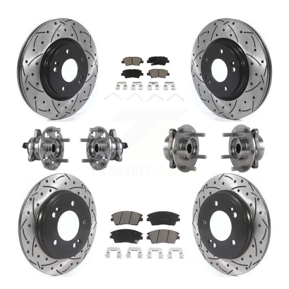 Kit de plaquettes de rotor de frein, roulement de moyeu avant et arrière (10 pièces) pour Hyundai Elantra 1.6