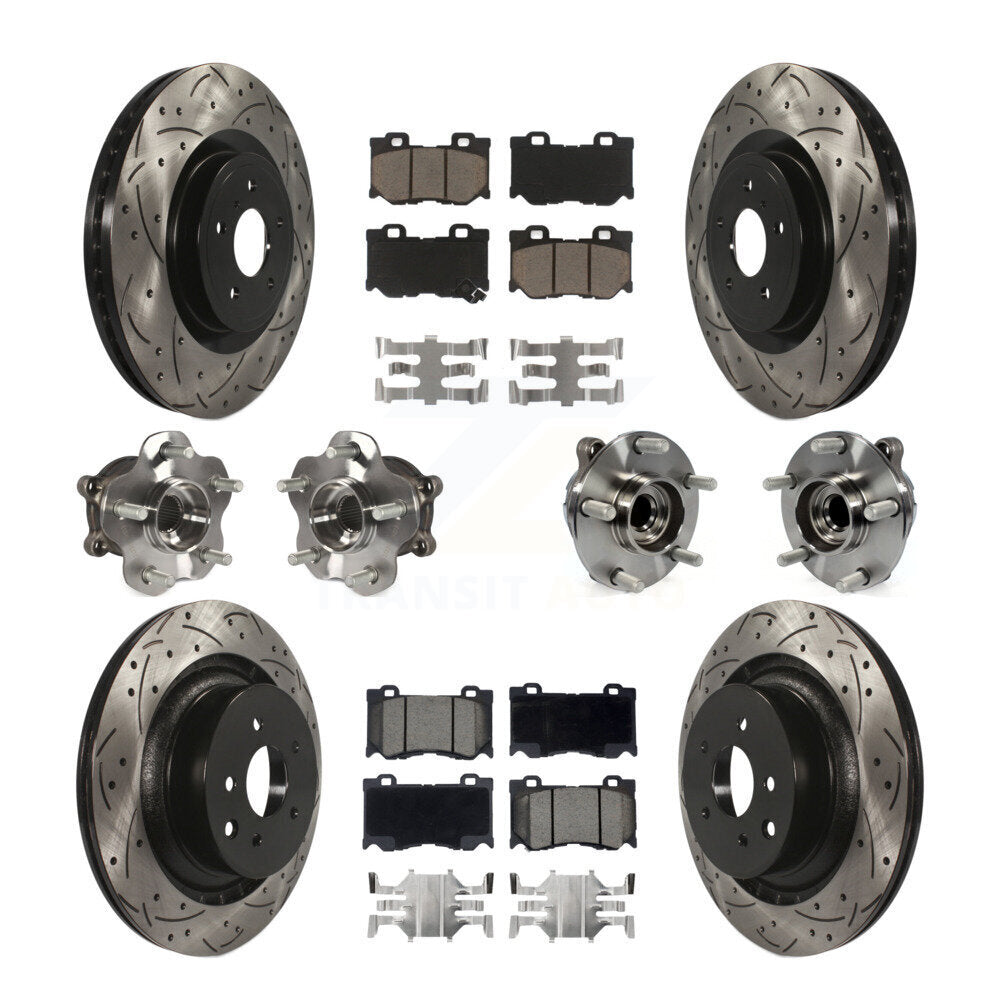 Kit de rotors et plaquettes de frein revêtus de roulement de moyeu avant et arrière (10 pièces) pour INFINITI G37 RW