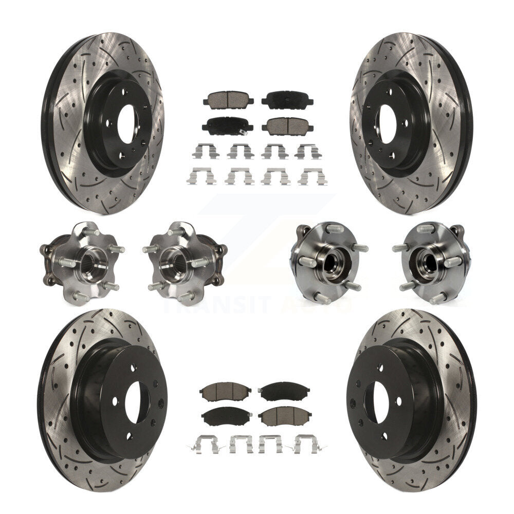 Kit de plaquettes de rotor de frein enduites de roulement de moyeu avant et arrière (10 pièces) pour INFINITI EX35 QX5