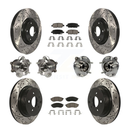 Kit de plaquettes de rotor de frein enduites de roulement de moyeu avant et arrière (10 pièces) pour INFINITI EX35 QX5