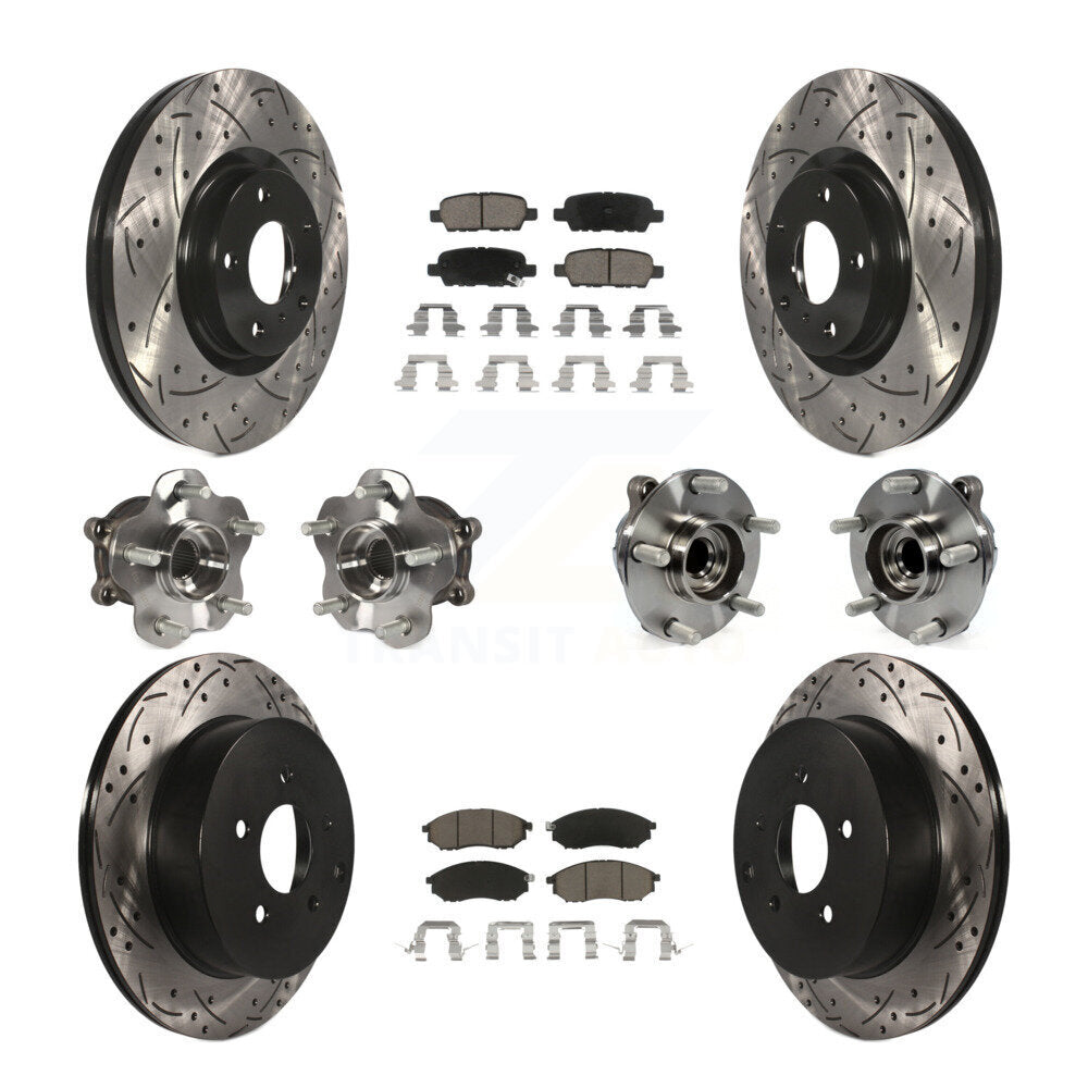 Kit de rotor et de plaquettes de frein revêtus de roulement de moyeu avant et arrière (10 pièces) pour INFINITI QX70 RW