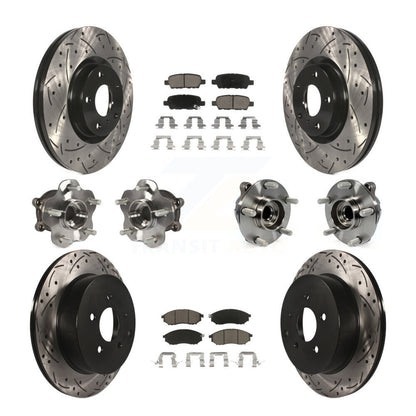 Kit de rotor et de plaquettes de frein revêtus de roulement de moyeu avant et arrière (10 pièces) pour INFINITI QX70 RW
