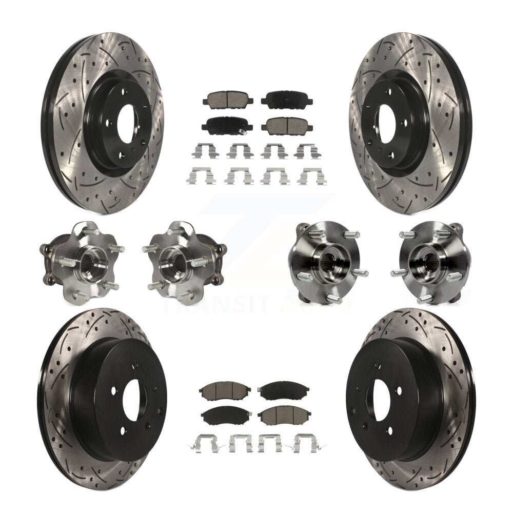 Kit de rotor et de plaquettes de frein revêtus de roulement de moyeu avant et arrière (10 pièces) pour INFINITI QX70 AW