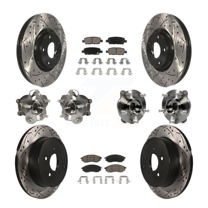 Kit de rotor et de plaquettes de frein revêtus de roulement de moyeu avant et arrière (10 pièces) pour INFINITI QX70 AW