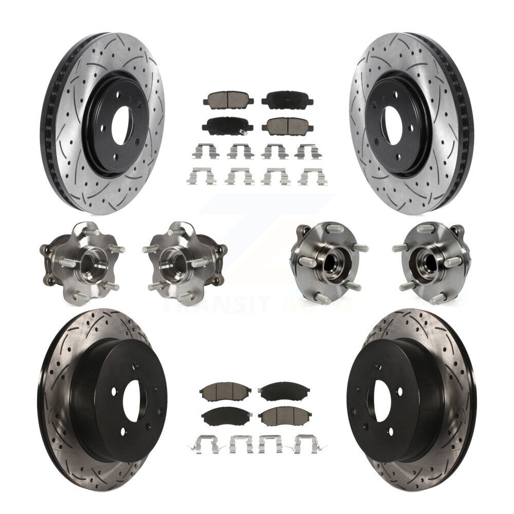 Kit de plaquettes de rotor de frein enduites de roulement de moyeu avant et arrière (10 pièces) pour INFINITI FX35 FX3