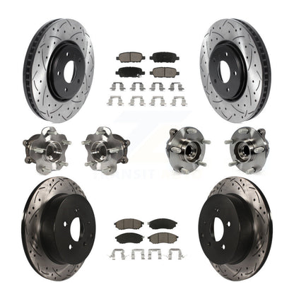 Kit de plaquettes de rotor de frein enduites de roulement de moyeu avant et arrière (10 pièces) pour INFINITI FX35 FX3