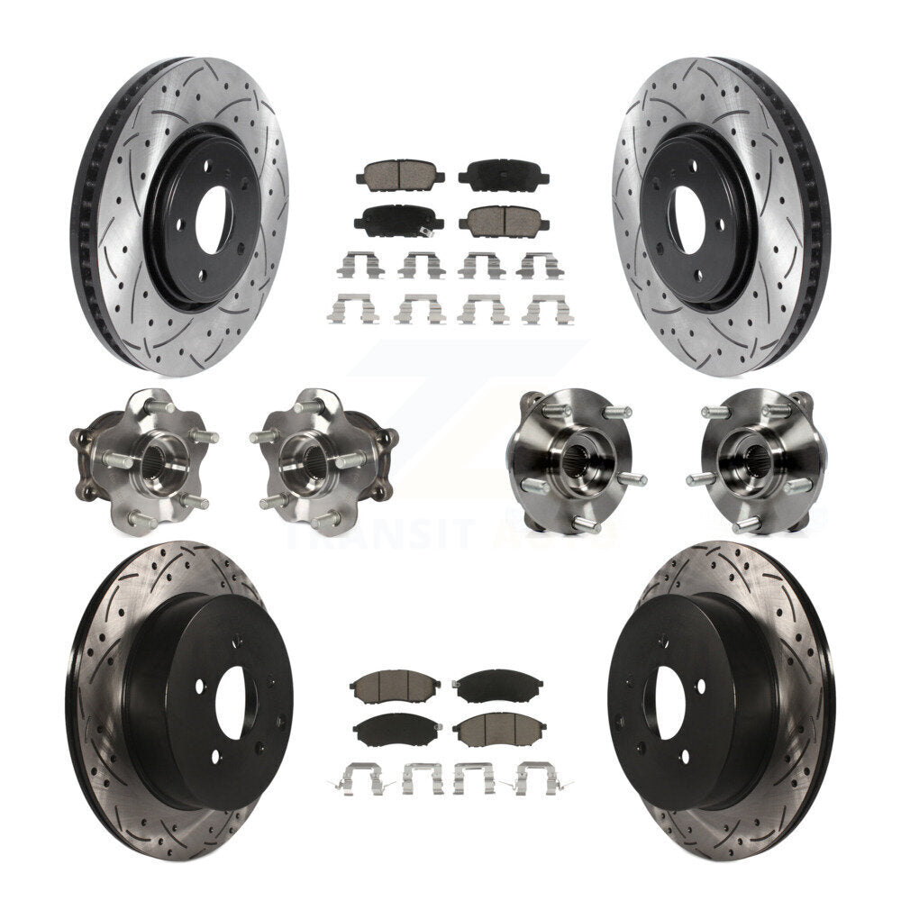 Kit de plaquettes de rotor de frein enduites de roulement de moyeu avant et arrière (10 pièces) pour INFINITI FX35 FX3