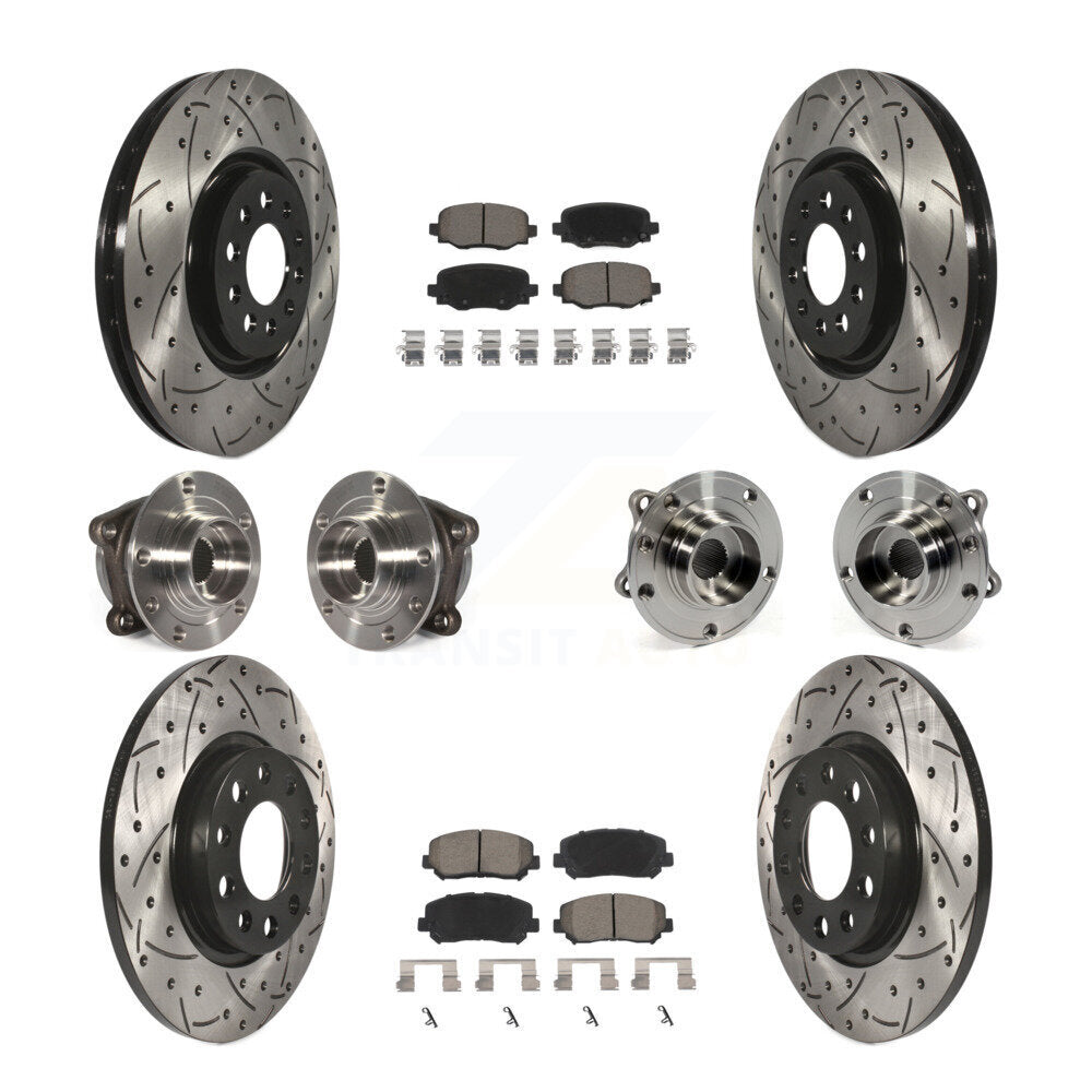 Kit de rotors et plaquettes de frein revêtus de roulement de moyeu avant et arrière (10 pièces) pour Chrysler 200 AW