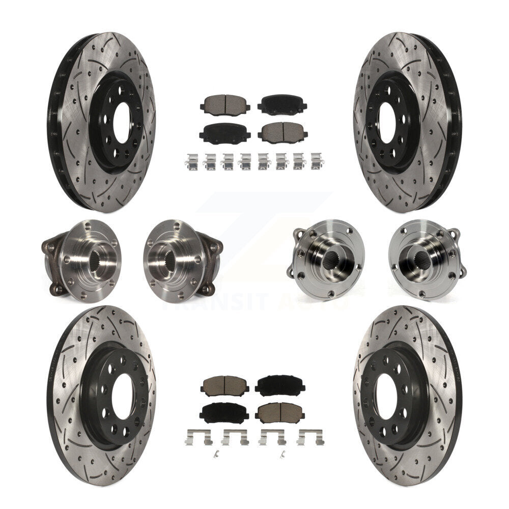 Kit de rotors et plaquettes de frein revêtus de roulement de moyeu avant et arrière (10 pièces) pour Chrysler 200 AW