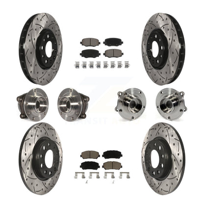Kit de rotors et plaquettes de frein revêtus de roulement de moyeu avant et arrière (10 pièces) pour Chrysler 200 AW