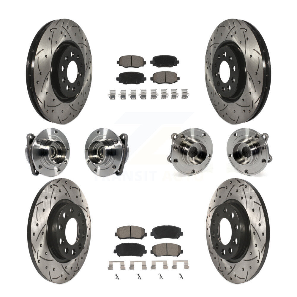 Kit de rotors et plaquettes de frein revêtus de roulement de moyeu avant et arrière (10 pièces) pour Chrysler 200 FW