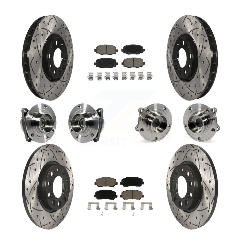 Kit de rotors et plaquettes de frein revêtus de roulement de moyeu avant et arrière (10 pièces) pour Chrysler 200 FW
