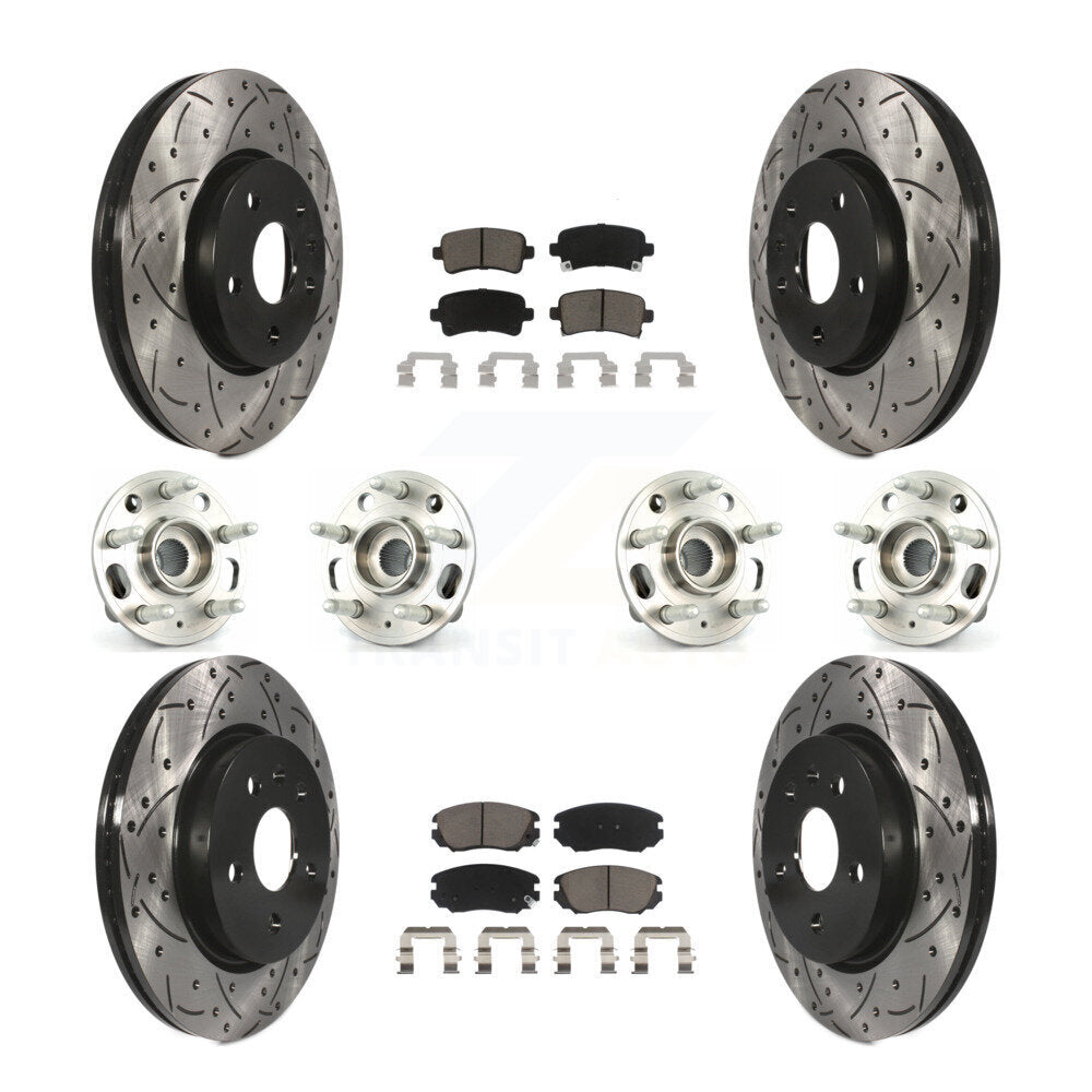 Kit de rotors et plaquettes de frein revêtus de roulement de moyeu avant et arrière (10 pièces) pour Chevrolet Malib