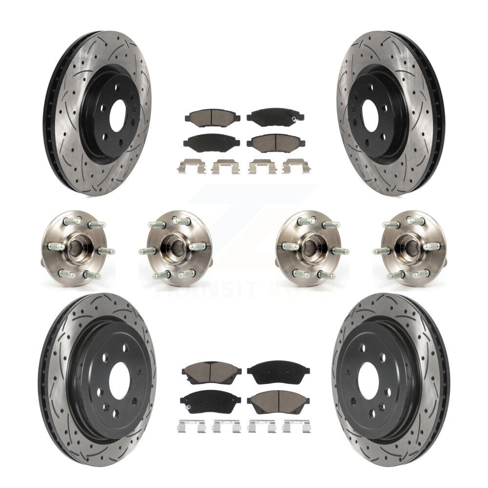 Kit de rotor et de plaquettes de frein revêtus de roulement de moyeu avant et arrière (10 pièces) pour Cadillac SRX Saa