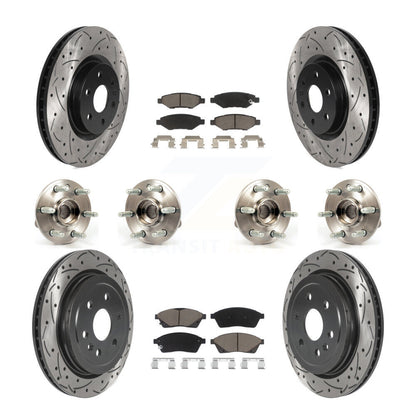 Kit de rotor et de plaquettes de frein revêtus de roulement de moyeu avant et arrière (10 pièces) pour Cadillac SRX Saa