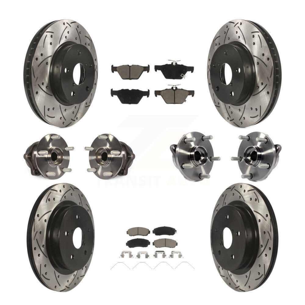 Kit de plaquettes de rotor de frein enduites de roulement de moyeu avant et arrière (10 pièces) pour Subaru Legacy 2.5