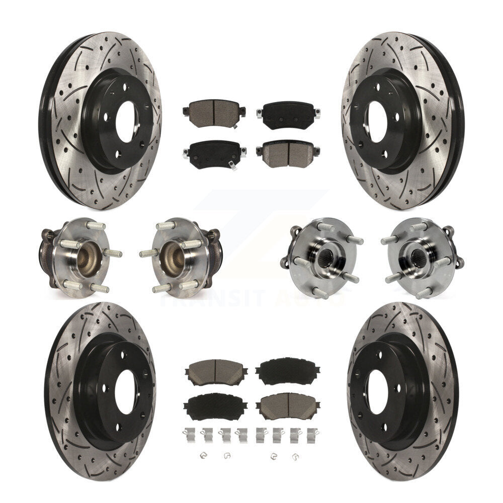 Kit de rotor et de plaquettes de frein revêtus de roulement de moyeu avant et arrière (10 pièces) pour Mazda 2016 – 2018