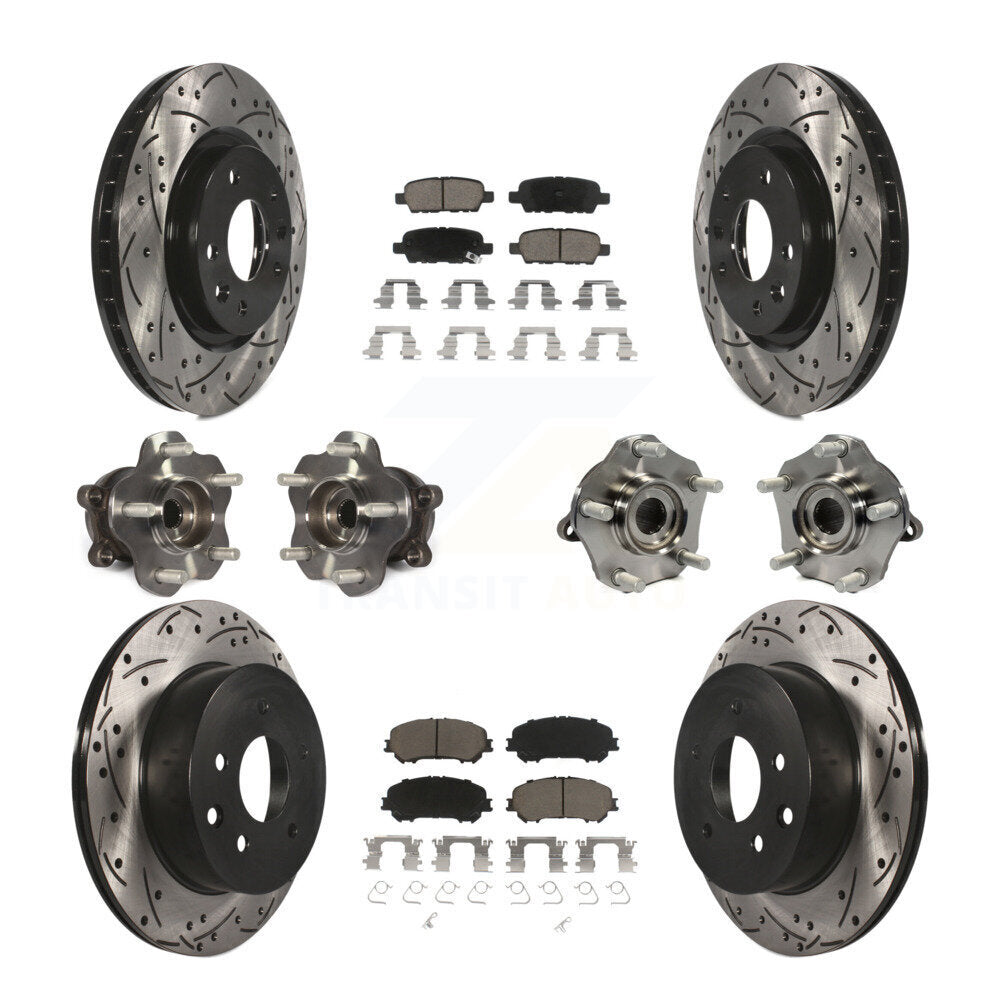 Kit de plaquettes de rotor de frein enduites de roulement de moyeu avant et arrière (10 pièces) pour Nissan Rogue Spor