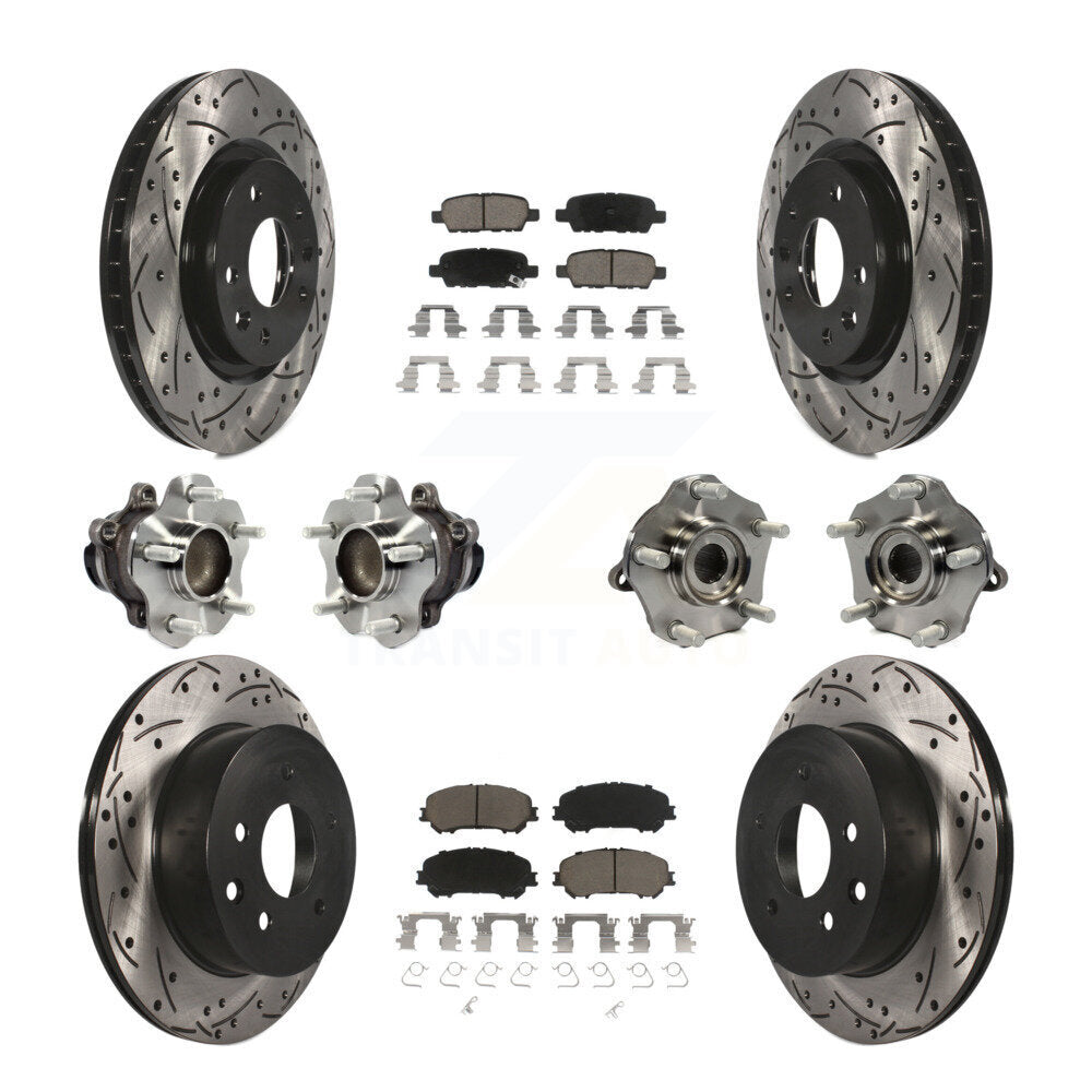 Kit de plaquettes de rotor de frein enduites de roulement de moyeu avant et arrière (10 pièces) pour Nissan Rogue Spor