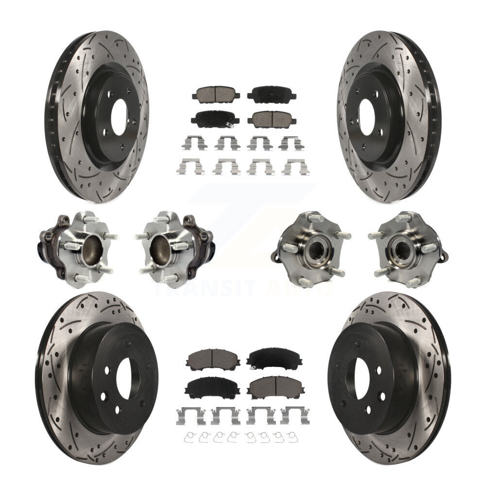 Kit de rotor et de plaquettes de frein à disque revêtus de roulement de moyeu avant et arrière (10 pièces) pour Nissan Rogu