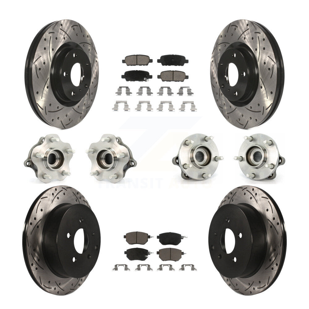 Kit de rotor et de plaquettes de frein revêtus de roulement de moyeu avant et arrière (10 pièces) pour Nissan Murano AW